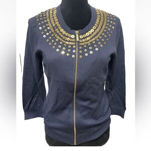 Michael Kors Black Sweater with Gold Studs size S / P